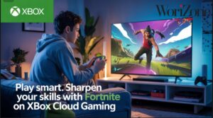 "Teenager playing Fortnite on Xbox Cloud Gaming from home