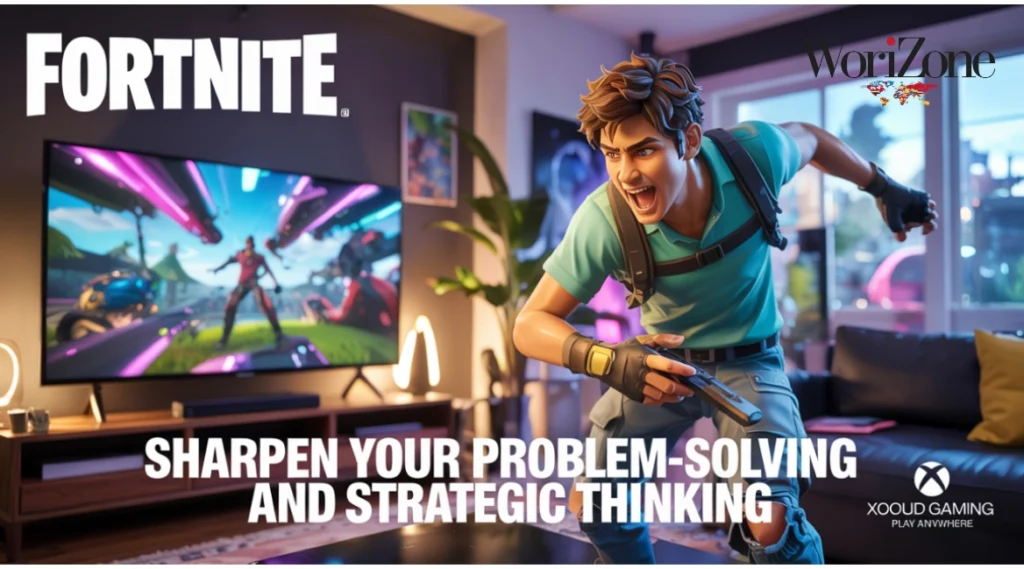 Young gamer playing Fortnite on Xbox Cloud Gaming. Sharpen your skills anytime, anywhere.